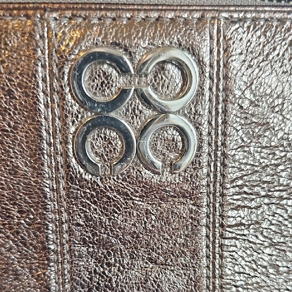 Coach Metalic Gold Silver Zip Around Wallet EUC - Picture 3 of 7